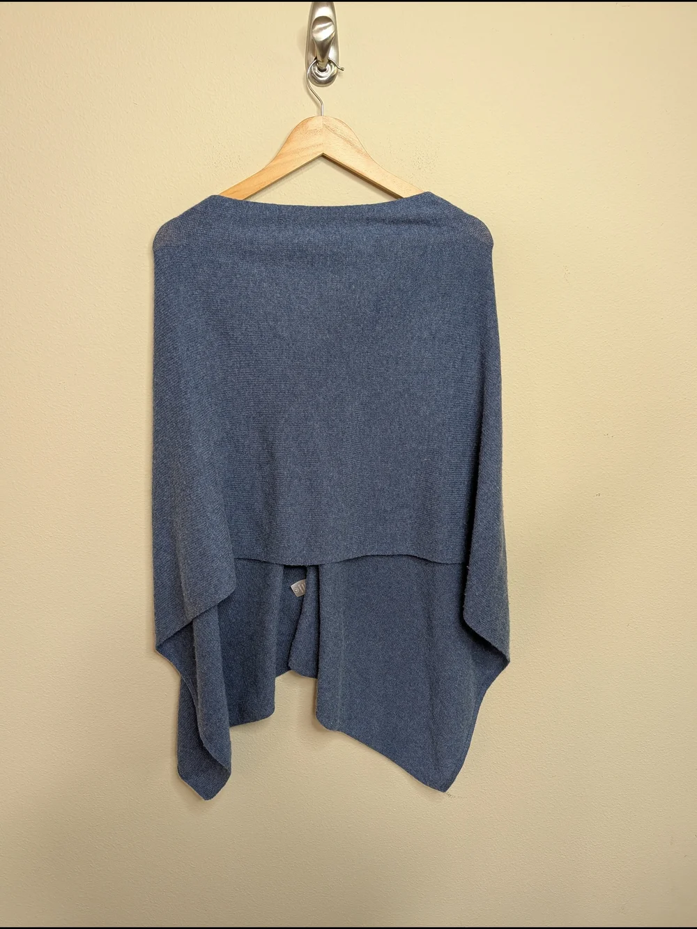 Mercantile Portland‎ 100% Cashmere Poncho Cape V-Neck Steel Blue